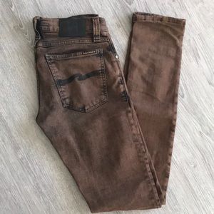 Nudie jeans 26x34 brown skinny